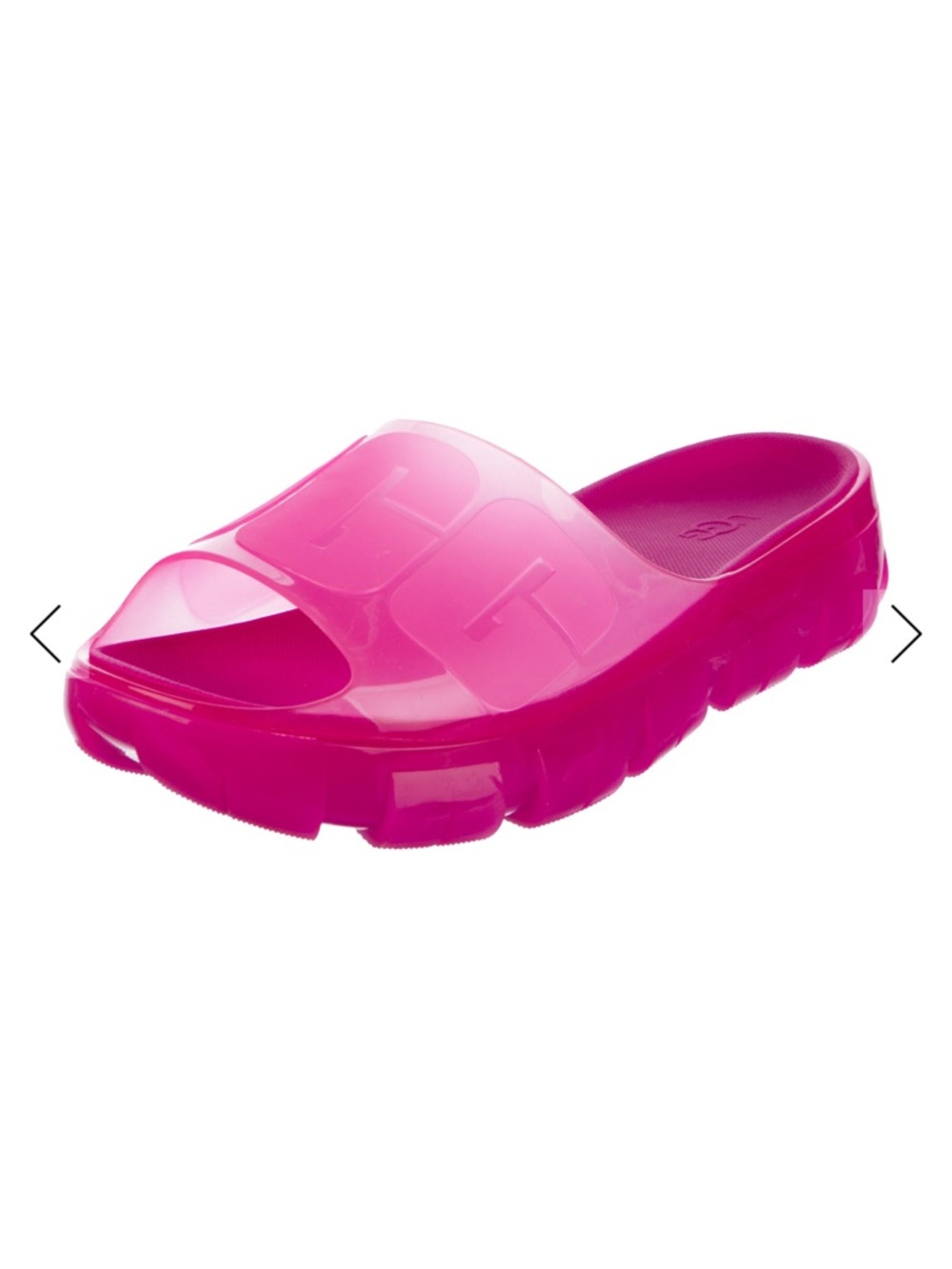 UGG Neon Pink Clear Logo Slide Sandals - Picture 2 of 5